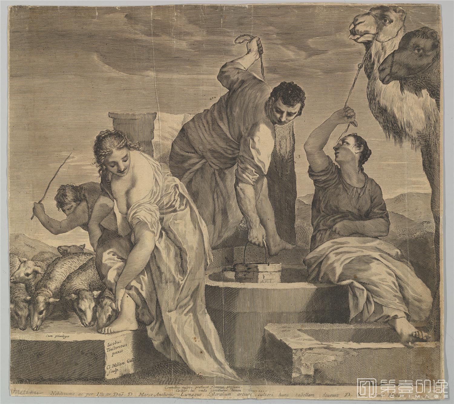 素描-美国纽约大都会美术馆素描藏画-Claude MellanJacob Draws Water for Rachel's Animals 1-0486